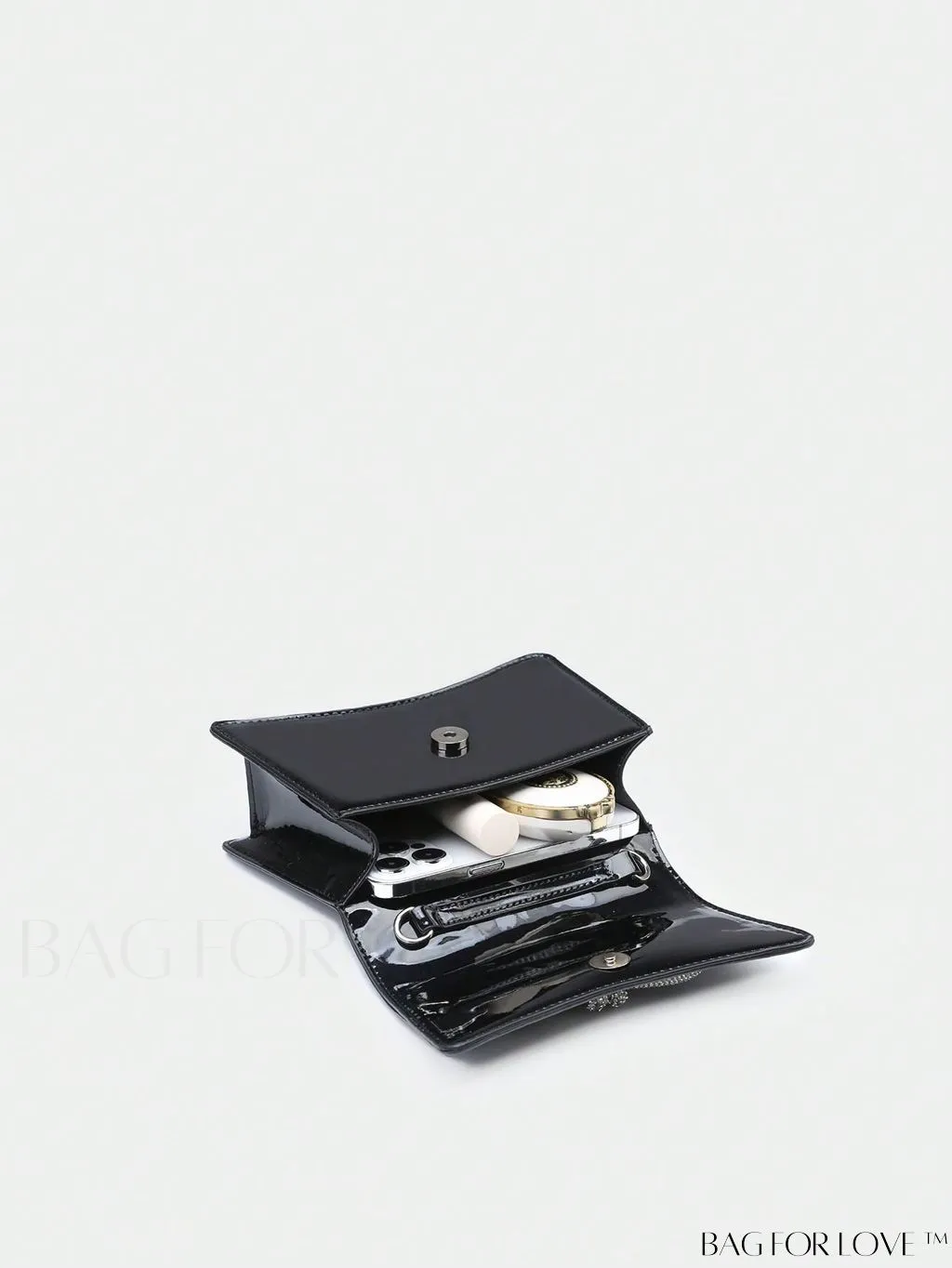 BagForLove - Compact Rhinestone-Embellished Flip Handbag, for Fashion-Forward Style