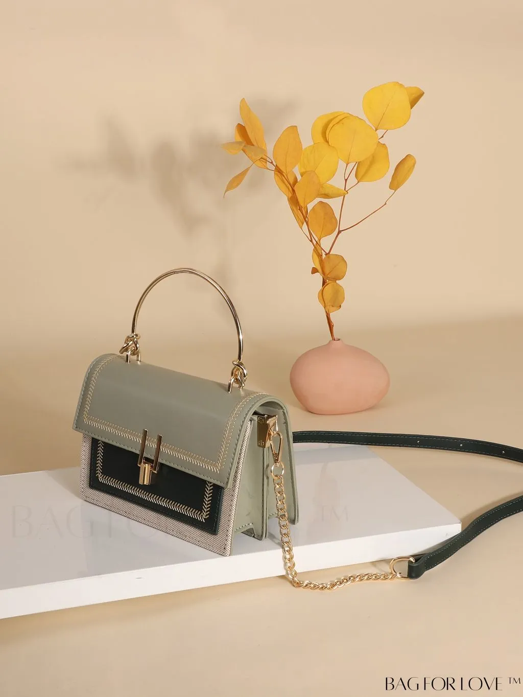 BagForLove - Compact Stitched Flap Satchel: Stylish and Practical