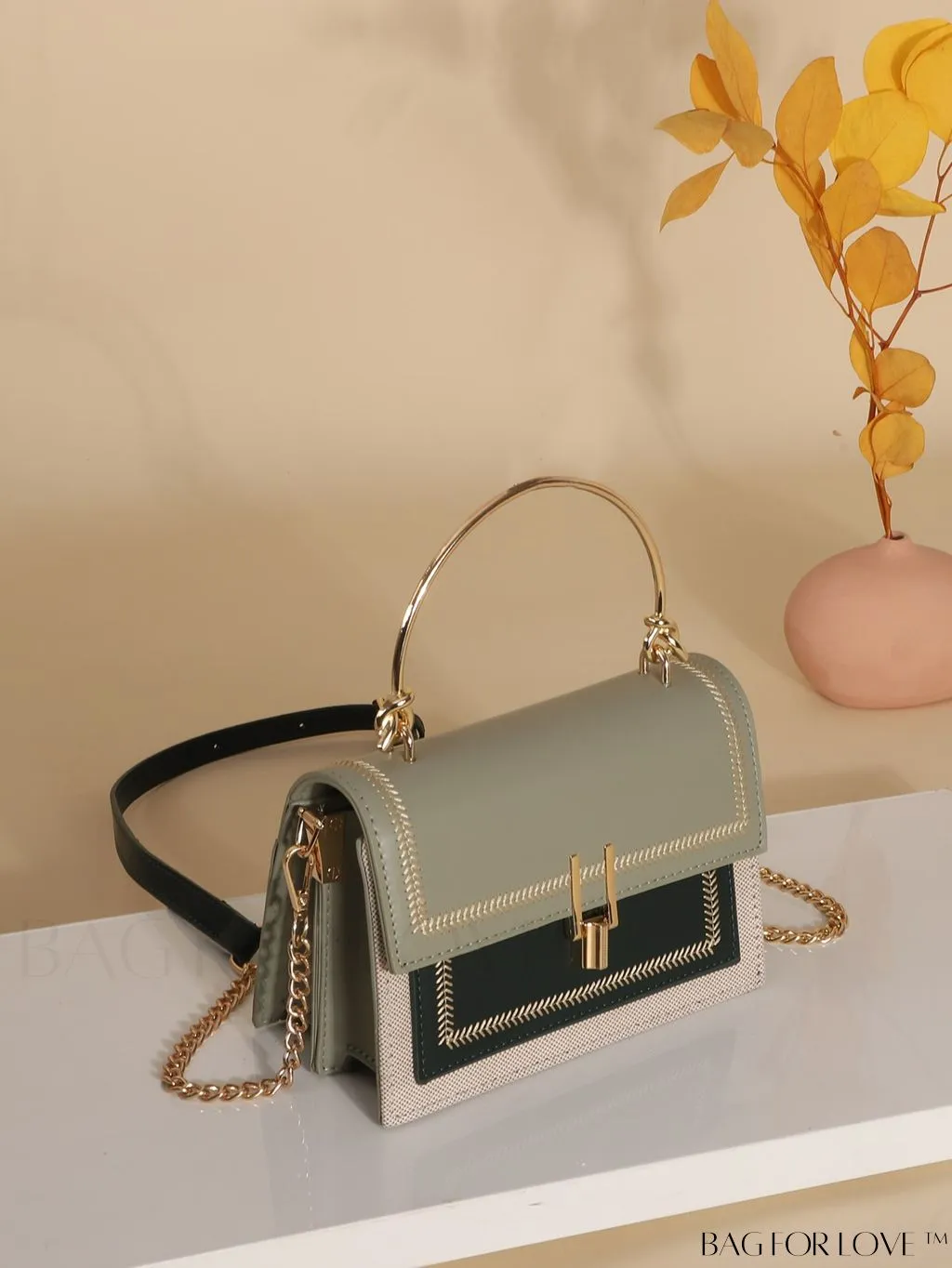 BagForLove - Compact Stitched Flap Satchel: Stylish and Practical