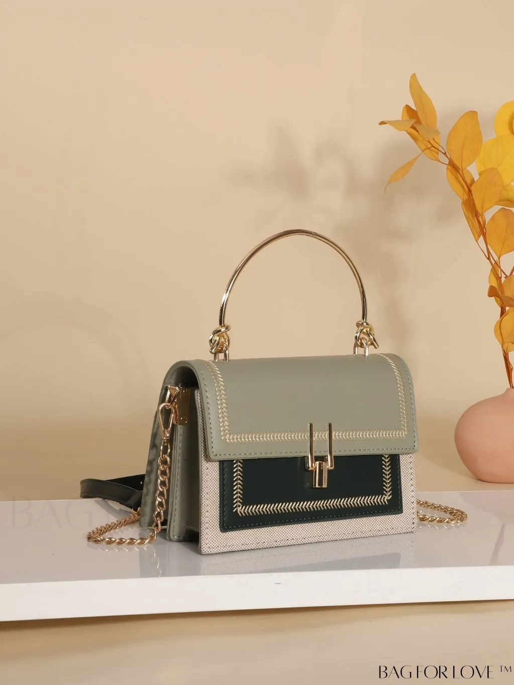 BagForLove - Compact Stitched Flap Satchel: Stylish and Practical
