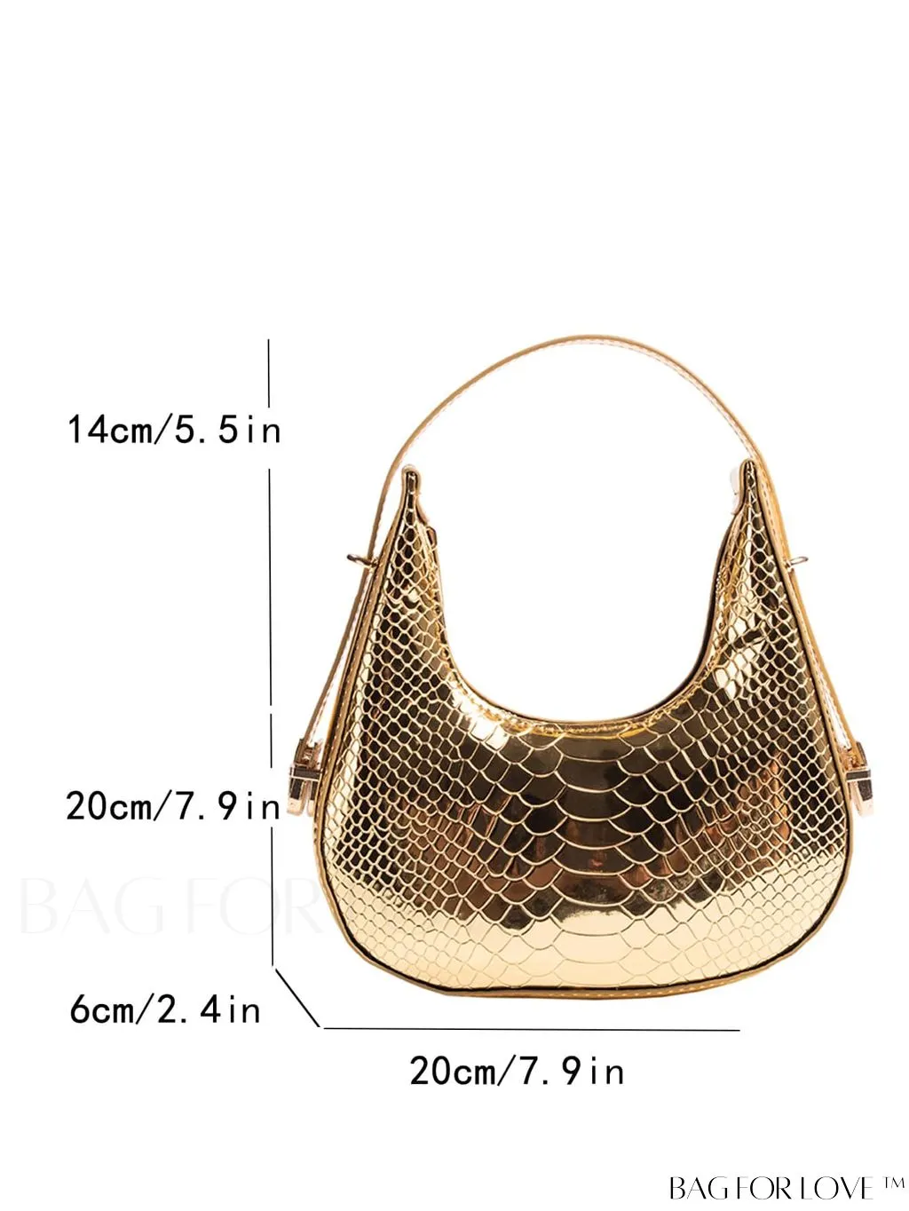 BagForLove - Crocodile Embossed Mini Hobo Bag - Sophisticated Elegance in Compact Design
