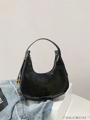 BagForLove - Crocodile Embossed Mini Hobo Bag - Sophisticated Elegance in Compact Design