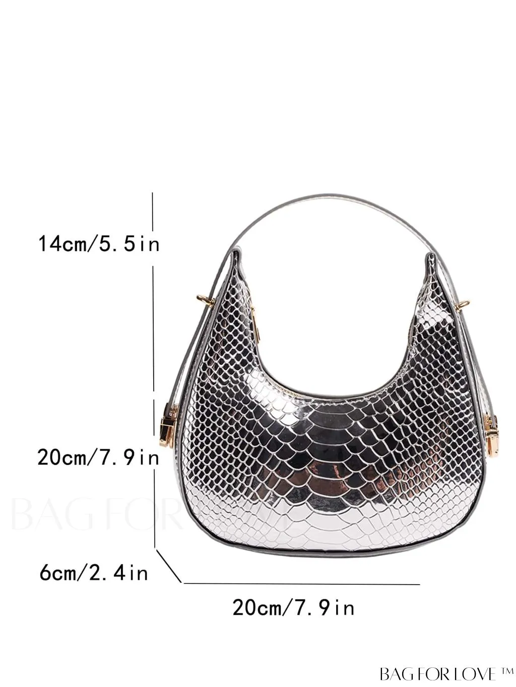 BagForLove - Crocodile Embossed Mini Hobo Bag - Sophisticated Elegance in Compact Design