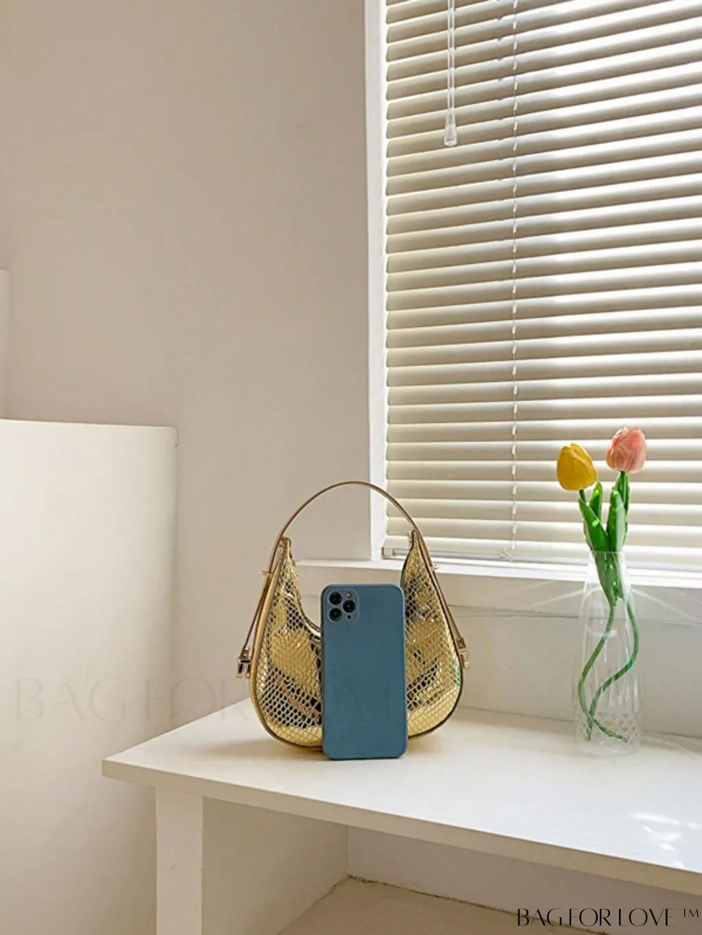 BagForLove - Crocodile Embossed Mini Hobo Bag - Sophisticated Elegance in Compact Design