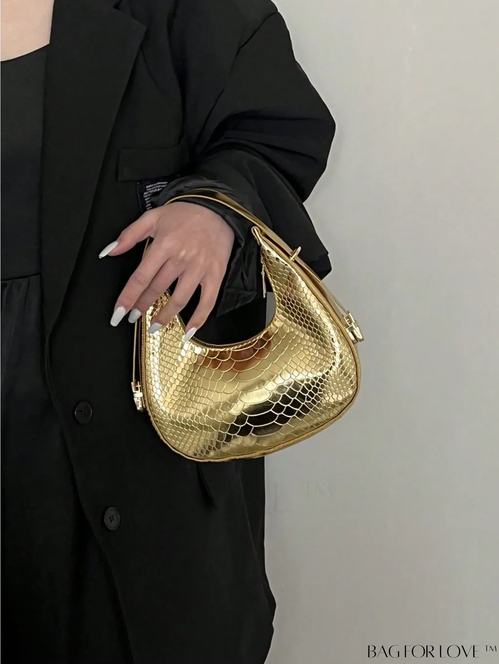 BagForLove - Crocodile Embossed Mini Hobo Bag - Sophisticated Elegance in Compact Design