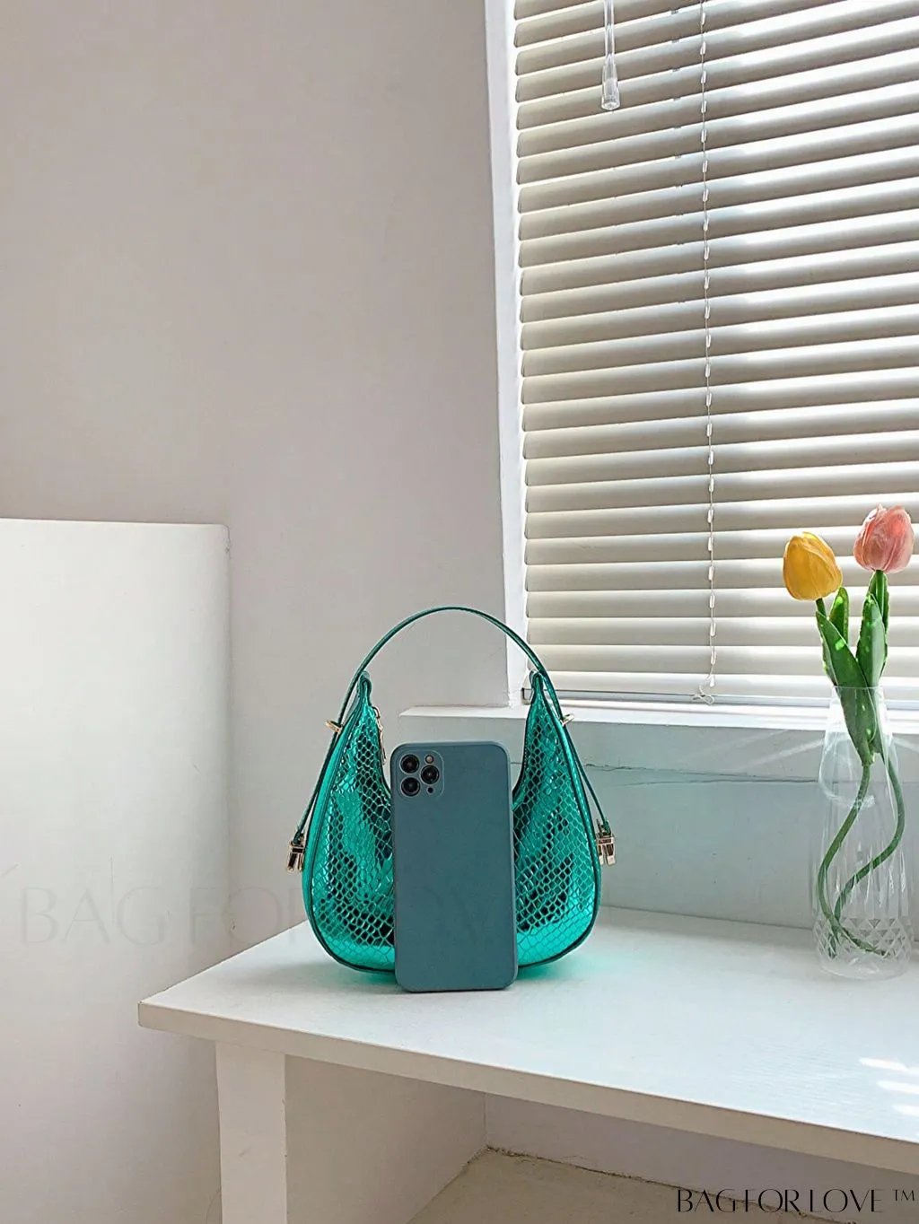 BagForLove - Crocodile Embossed Mini Hobo Bag - Sophisticated Elegance in Compact Design
