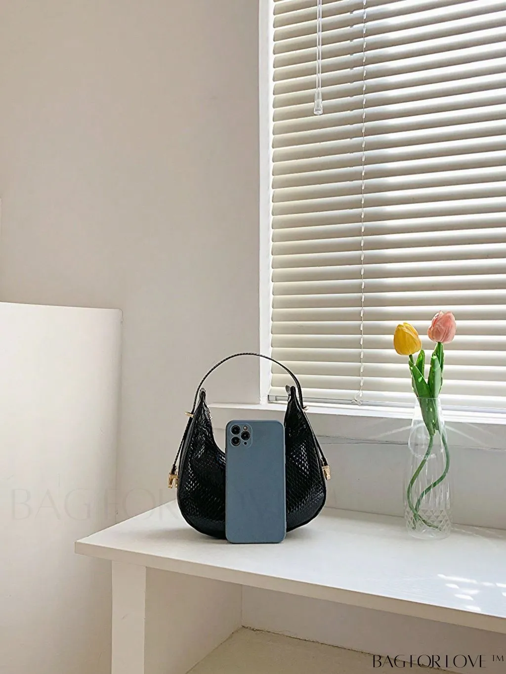 BagForLove - Crocodile Embossed Mini Hobo Bag - Sophisticated Elegance in Compact Design