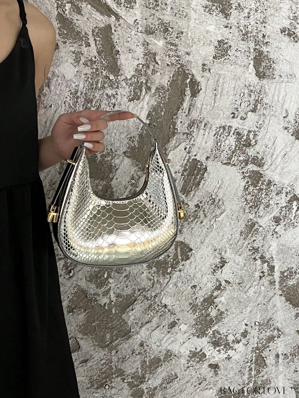 BagForLove - Crocodile Embossed Mini Hobo Bag - Sophisticated Elegance in Compact Design