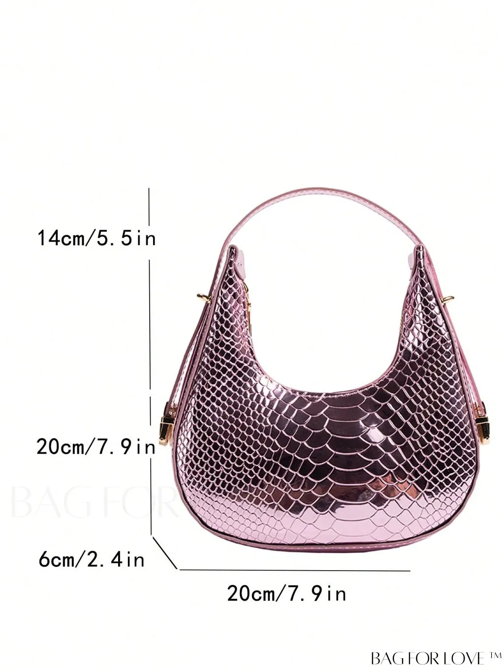 BagForLove - Crocodile Embossed Mini Hobo Bag - Sophisticated Elegance in Compact Design