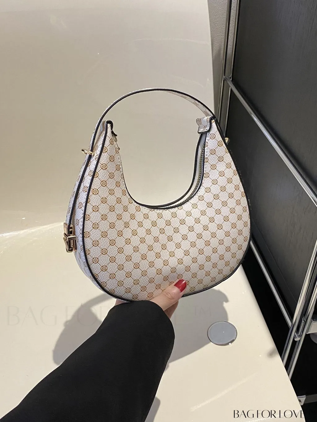 BagForLove - Crocodile Embossed Mini Hobo Bag - Sophisticated Elegance in Compact Design