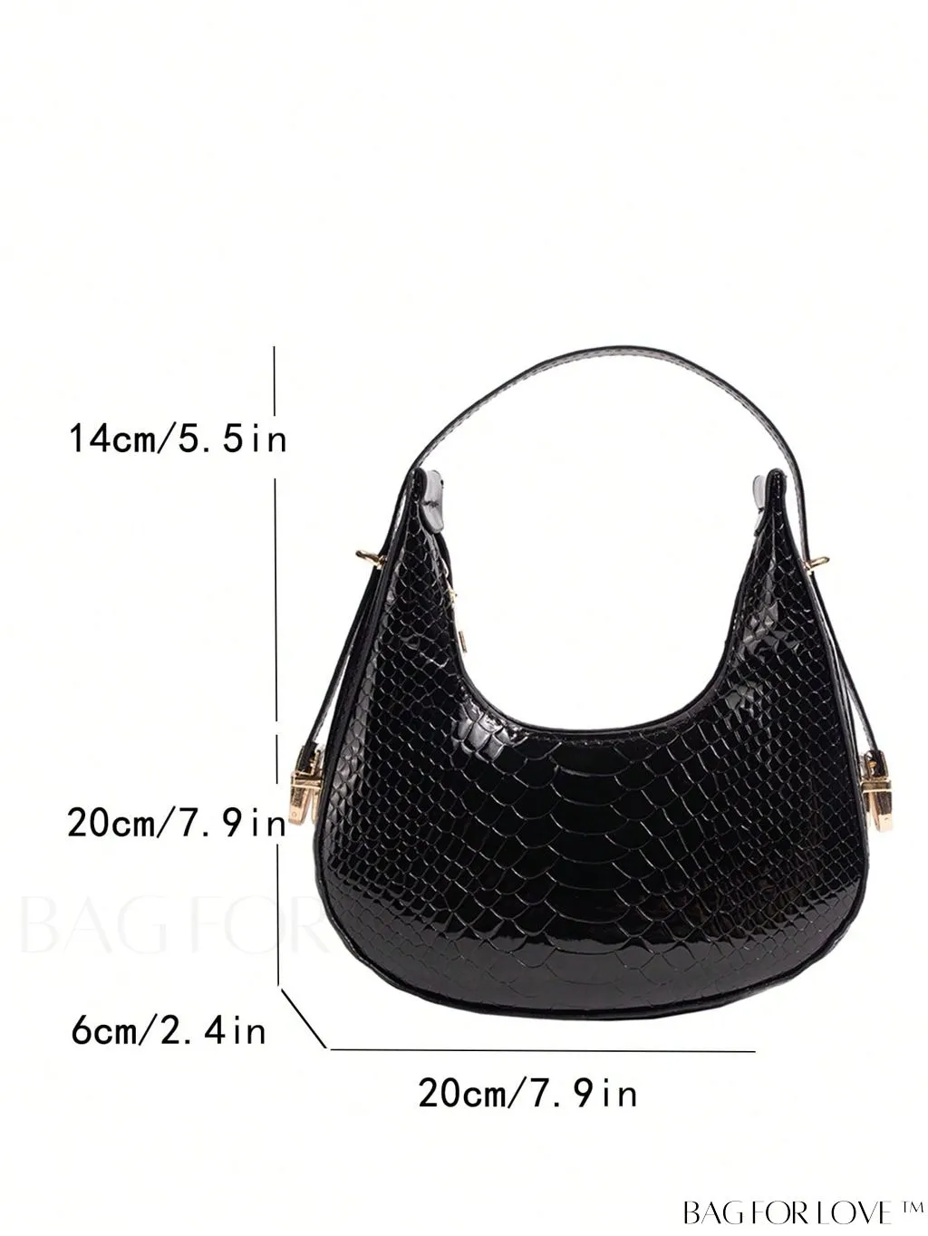 BagForLove - Crocodile Embossed Mini Hobo Bag - Sophisticated Elegance in Compact Design