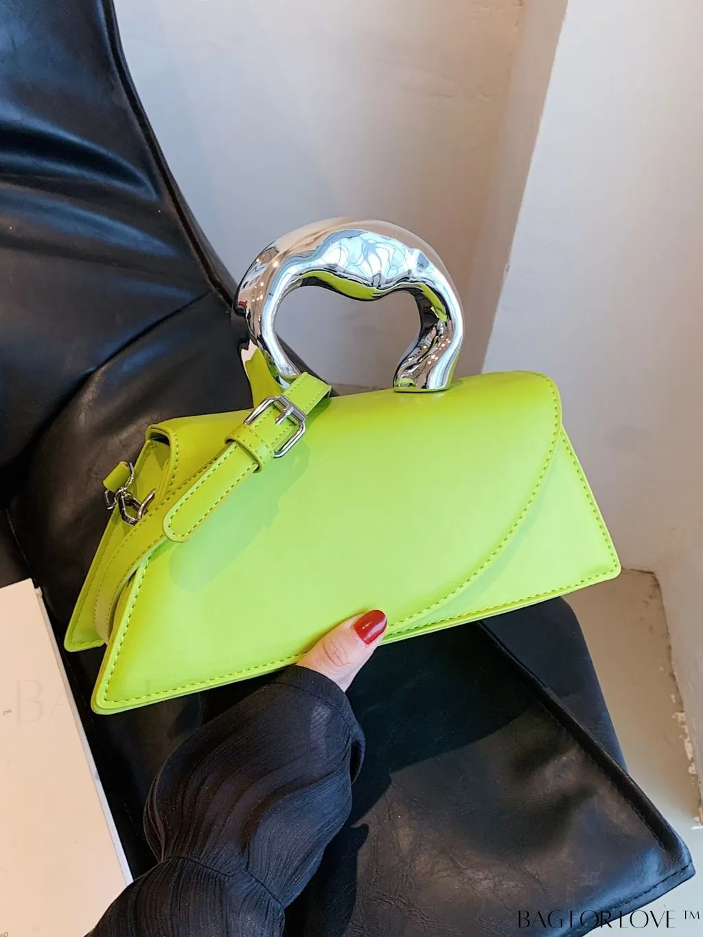 BagForLove - Elegant Metal Handled Medium Flap Baguette