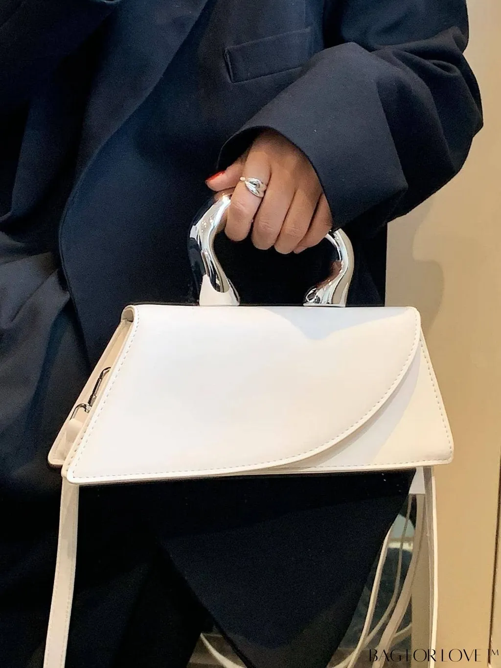 BagForLove - Elegant Metal Handled Medium Flap Baguette