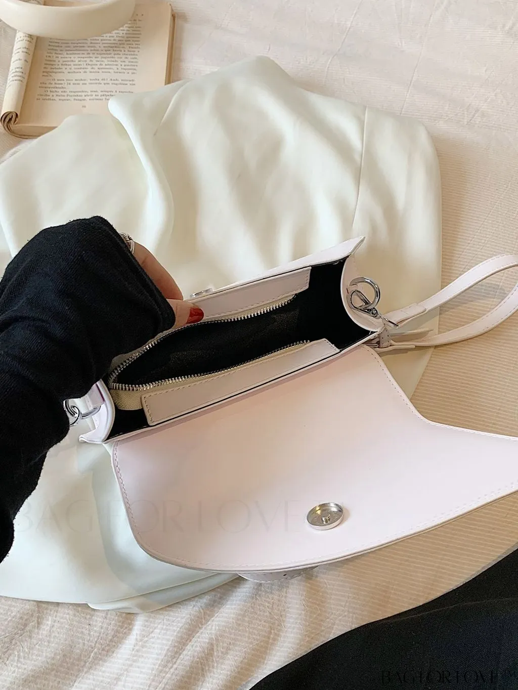 BagForLove - Elegant Metal Handled Medium Flap Baguette