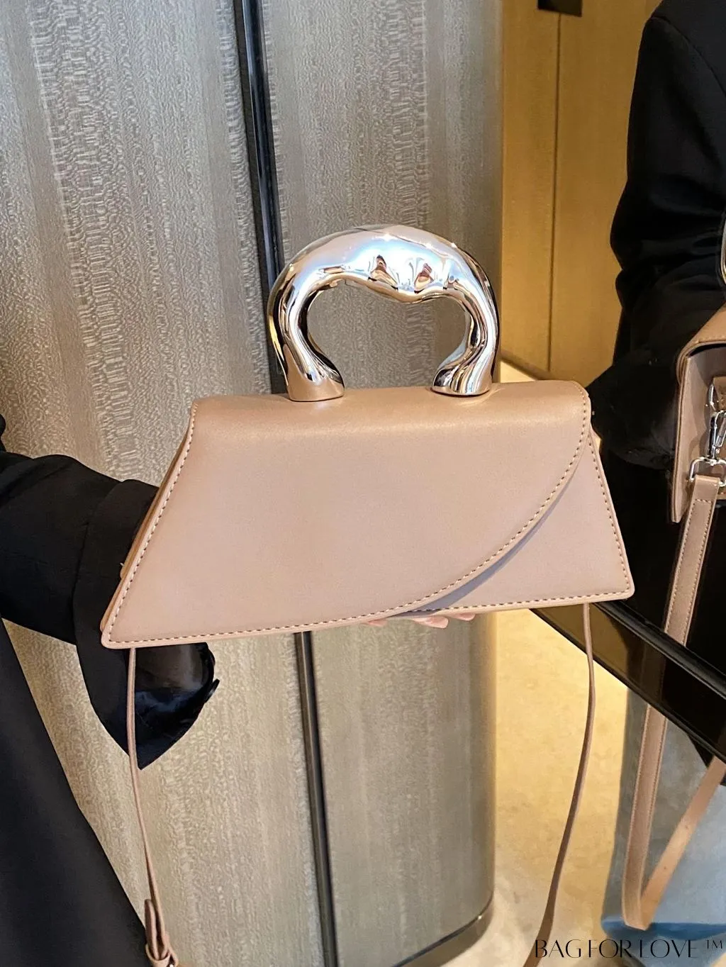 BagForLove - Elegant Metal Handled Medium Flap Baguette