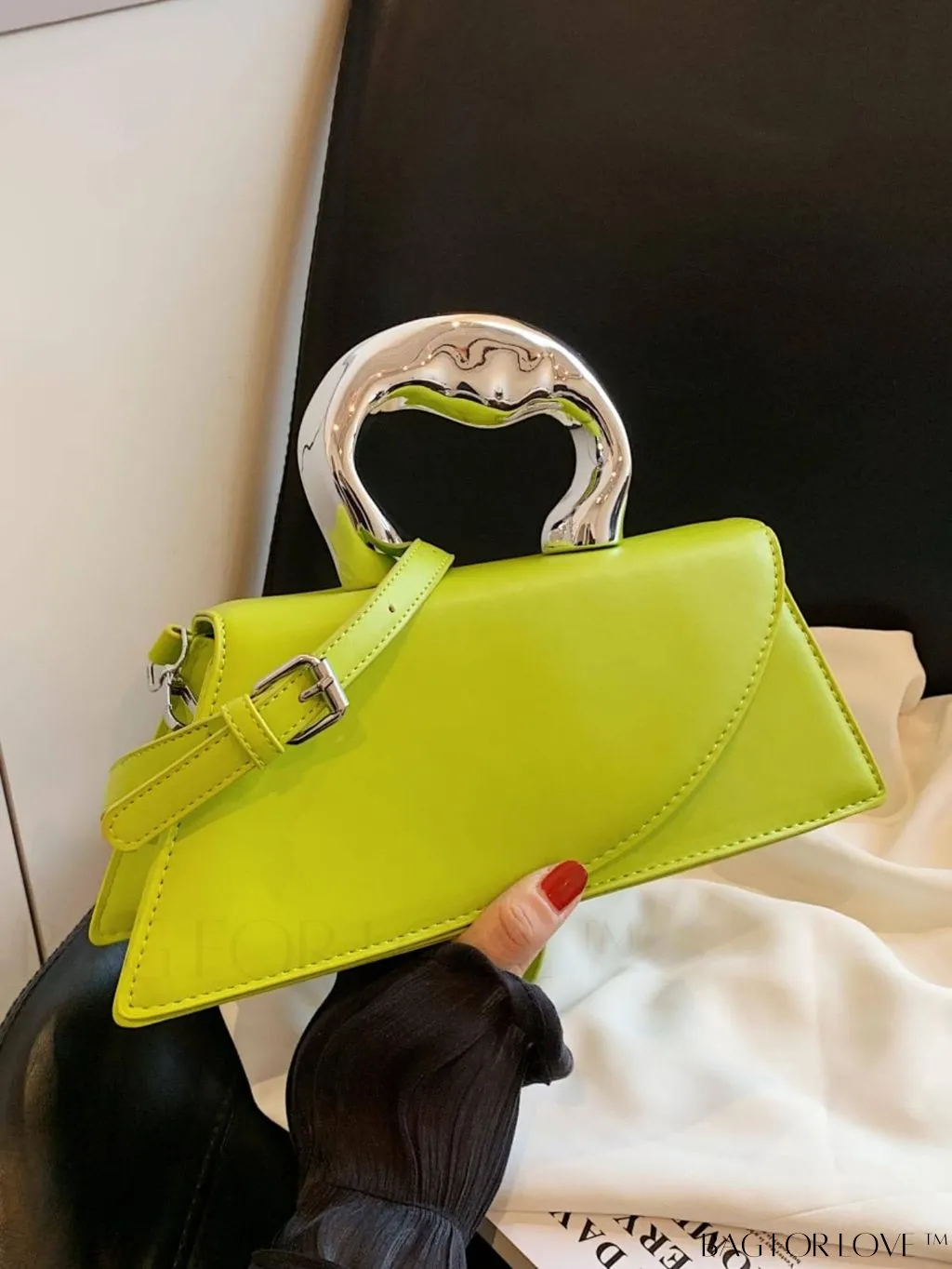 BagForLove - Elegant Metal Handled Medium Flap Baguette