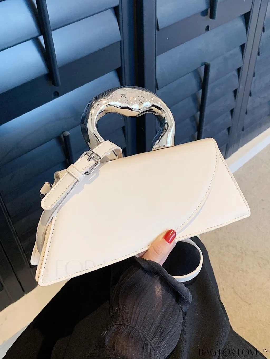 BagForLove - Elegant Metal Handled Medium Flap Baguette
