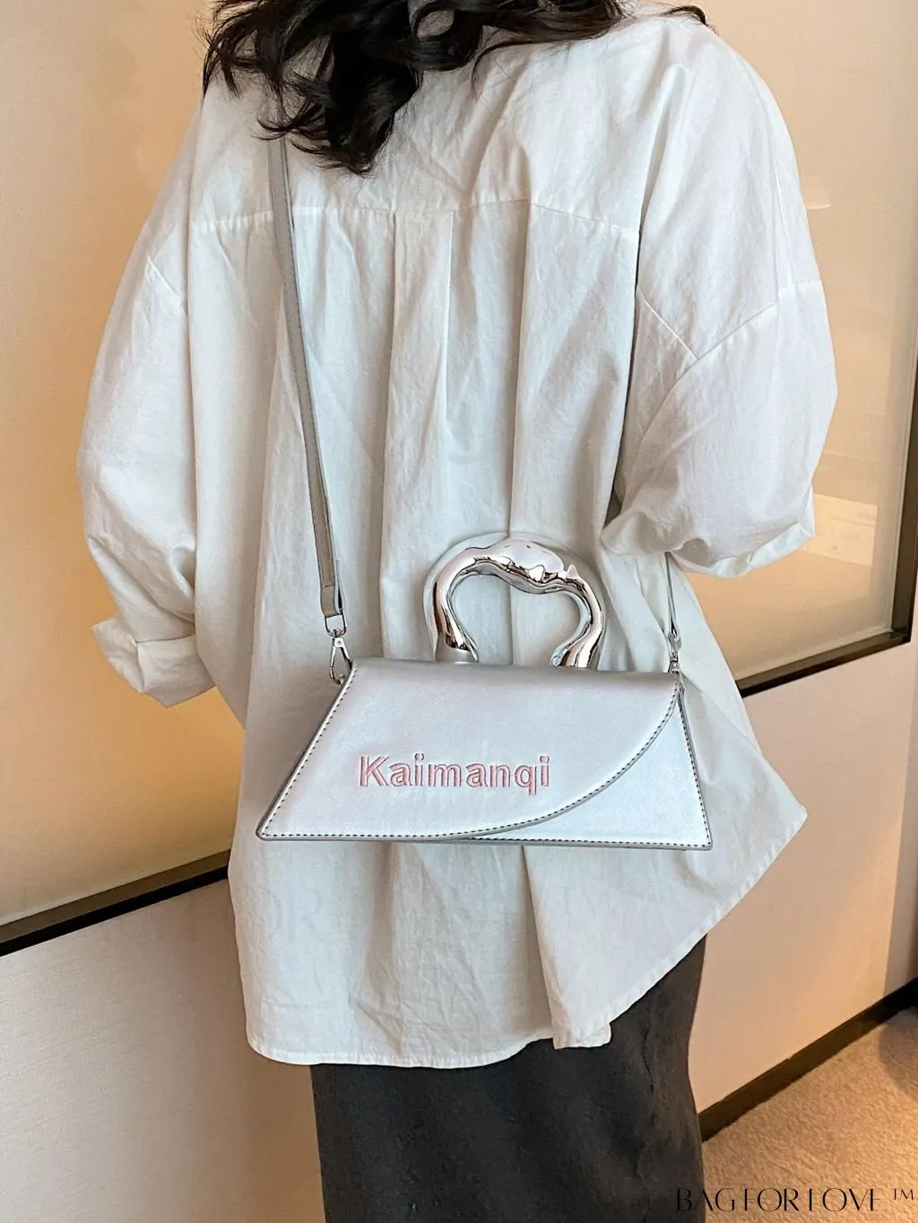 BagForLove - Elegant Metal Handled Medium Flap Baguette