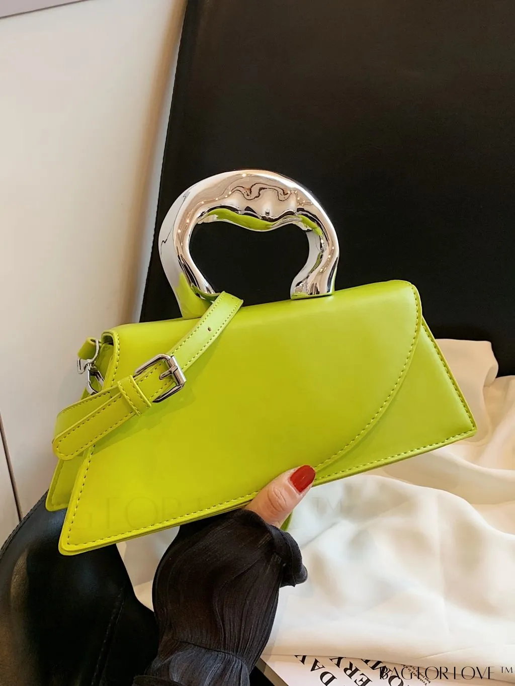 BagForLove - Elegant Metal Handled Medium Flap Baguette