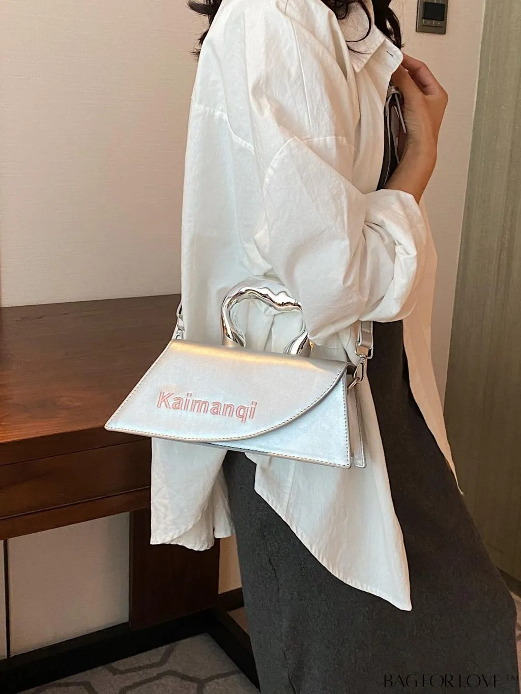 BagForLove - Elegant Metal Handled Medium Flap Baguette