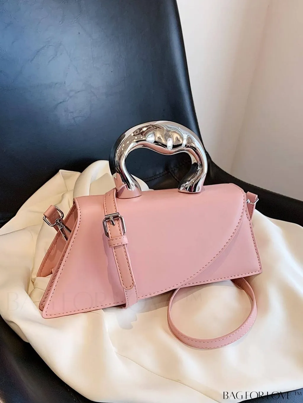 BagForLove - Elegant Metal Handled Medium Flap Baguette