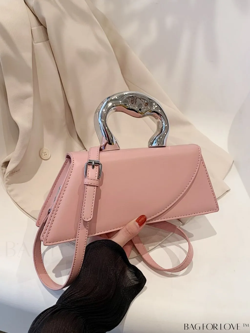 BagForLove - Elegant Metal Handled Medium Flap Baguette