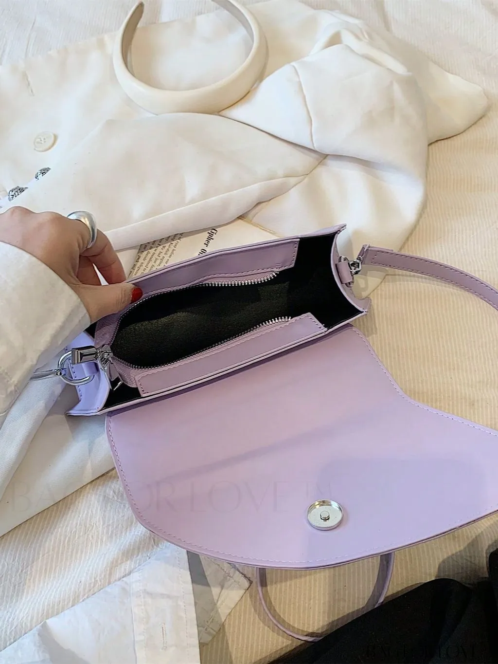 BagForLove - Elegant Metal Handled Medium Flap Baguette