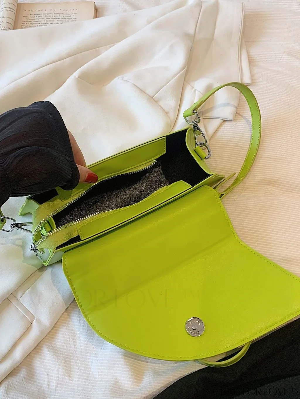 BagForLove - Elegant Metal Handled Medium Flap Baguette