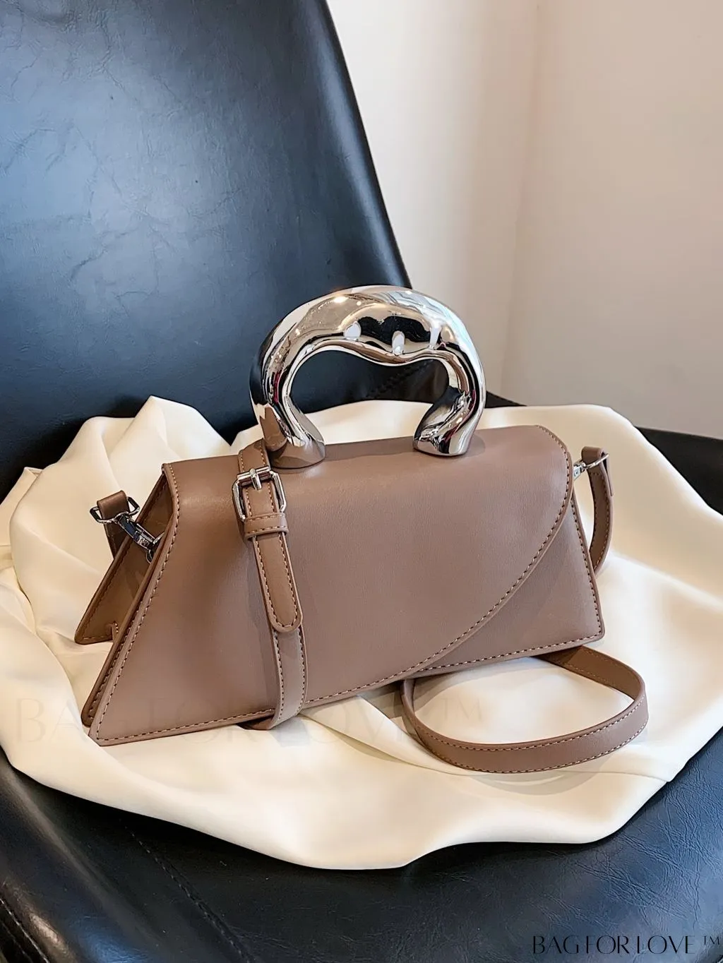BagForLove - Elegant Metal Handled Medium Flap Baguette