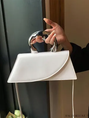 BagForLove - Elegant Metal Handled Medium Flap Baguette