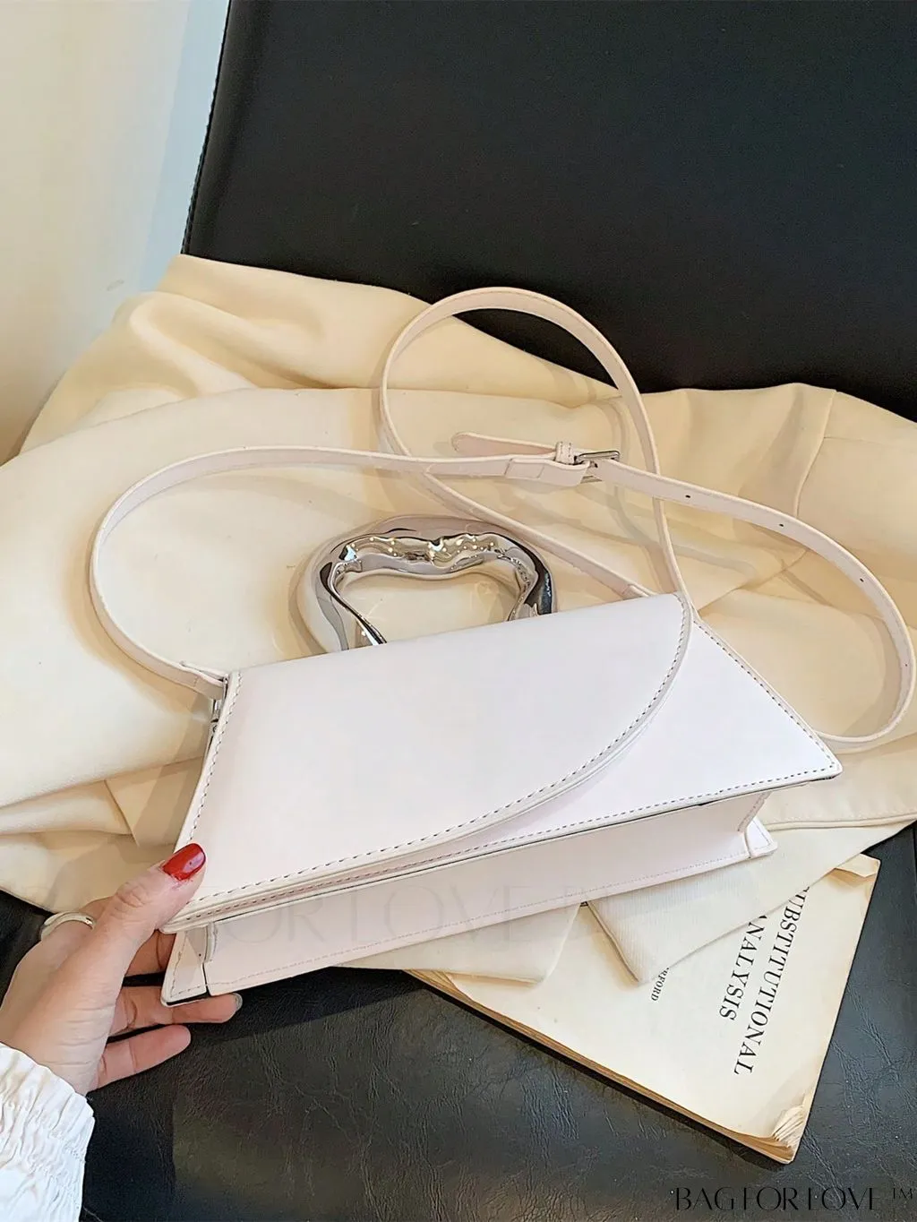 BagForLove - Elegant Metal Handled Medium Flap Baguette