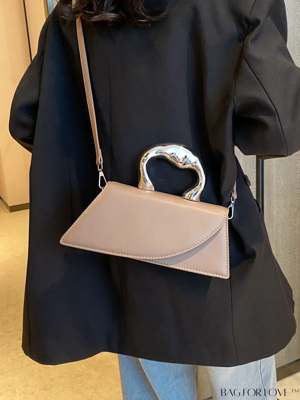 BagForLove - Elegant Metal Handled Medium Flap Baguette