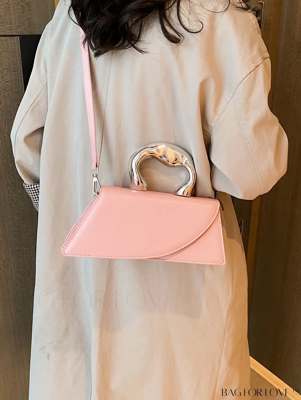BagForLove - Elegant Metal Handled Medium Flap Baguette