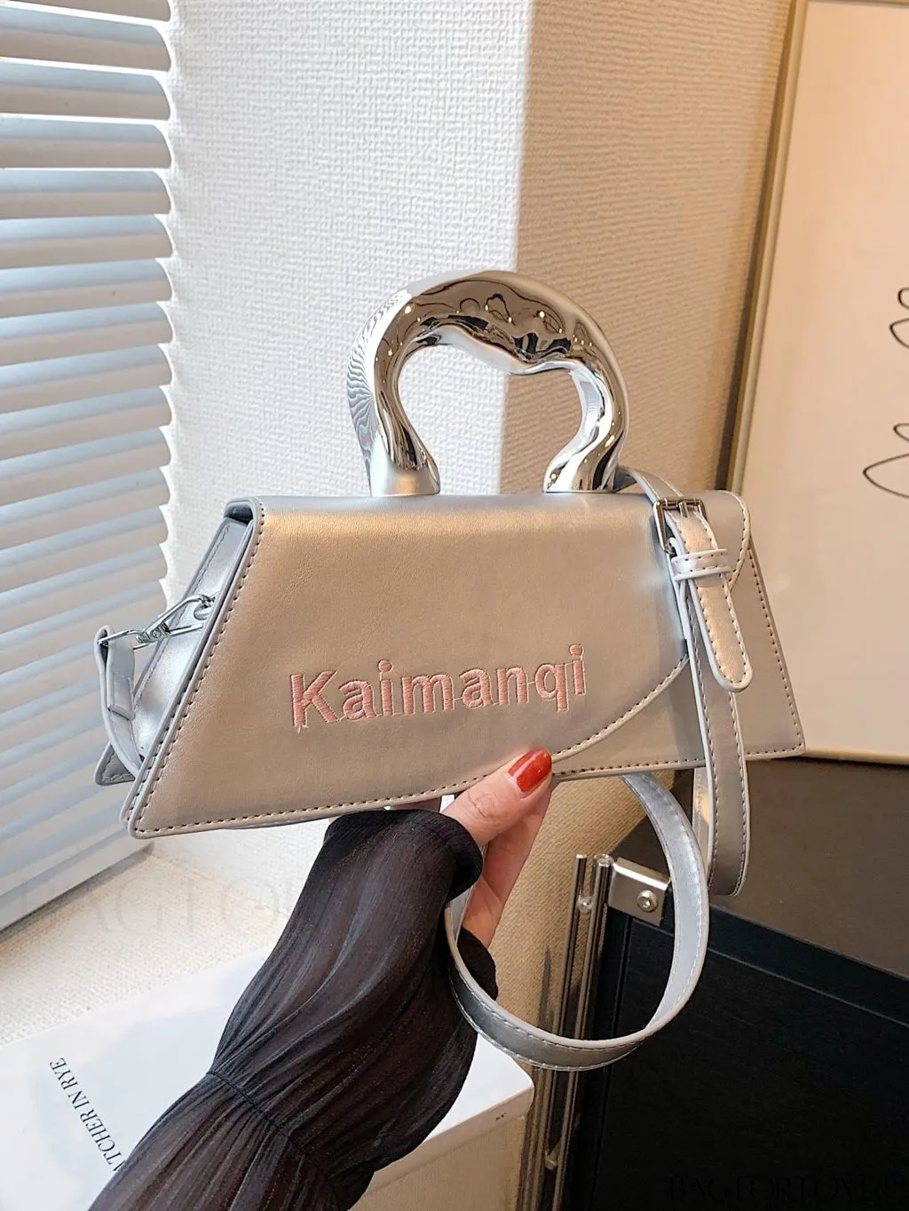 BagForLove - Elegant Metal Handled Medium Flap Baguette