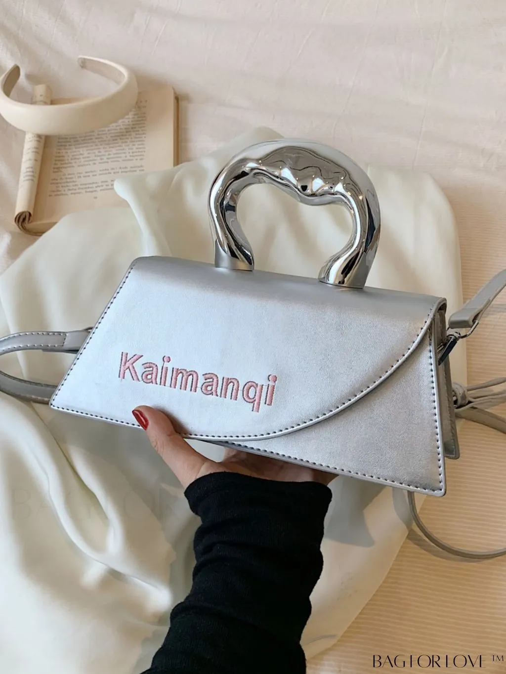 BagForLove - Elegant Metal Handled Medium Flap Baguette