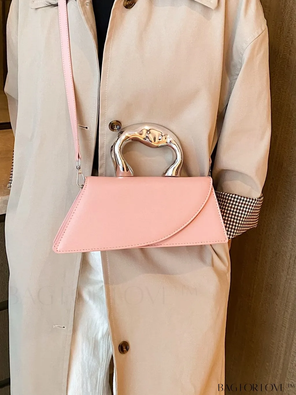 BagForLove - Elegant Metal Handled Medium Flap Baguette