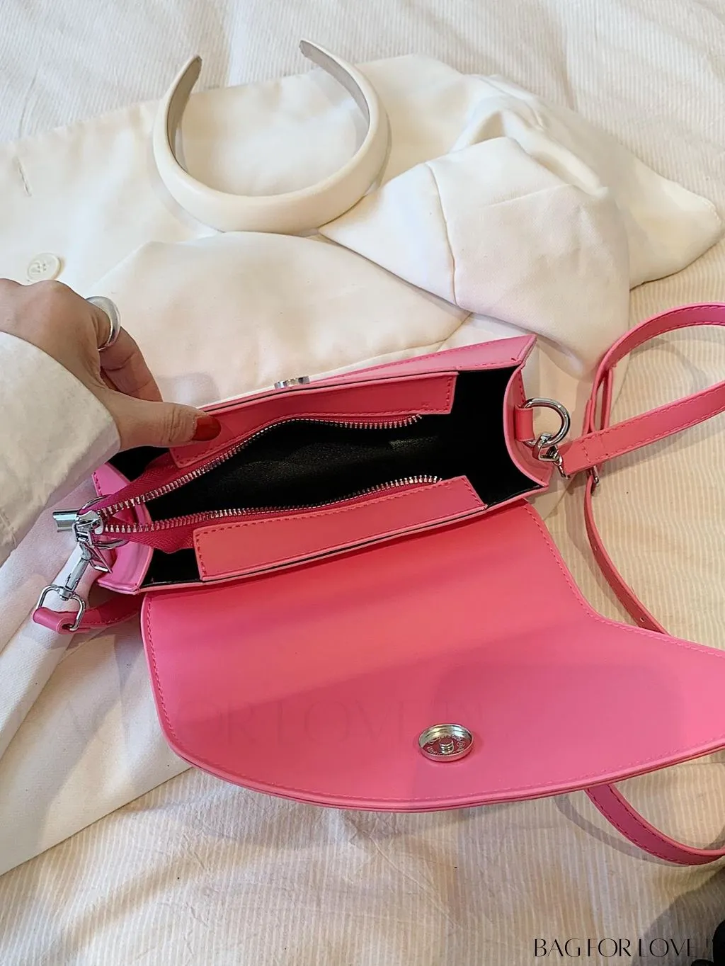 BagForLove - Elegant Metal Handled Medium Flap Baguette