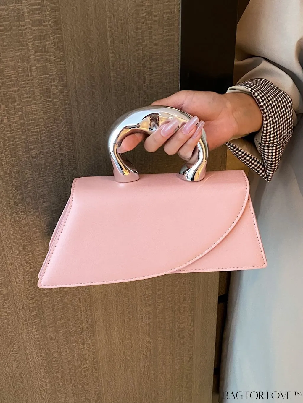 BagForLove - Elegant Metal Handled Medium Flap Baguette