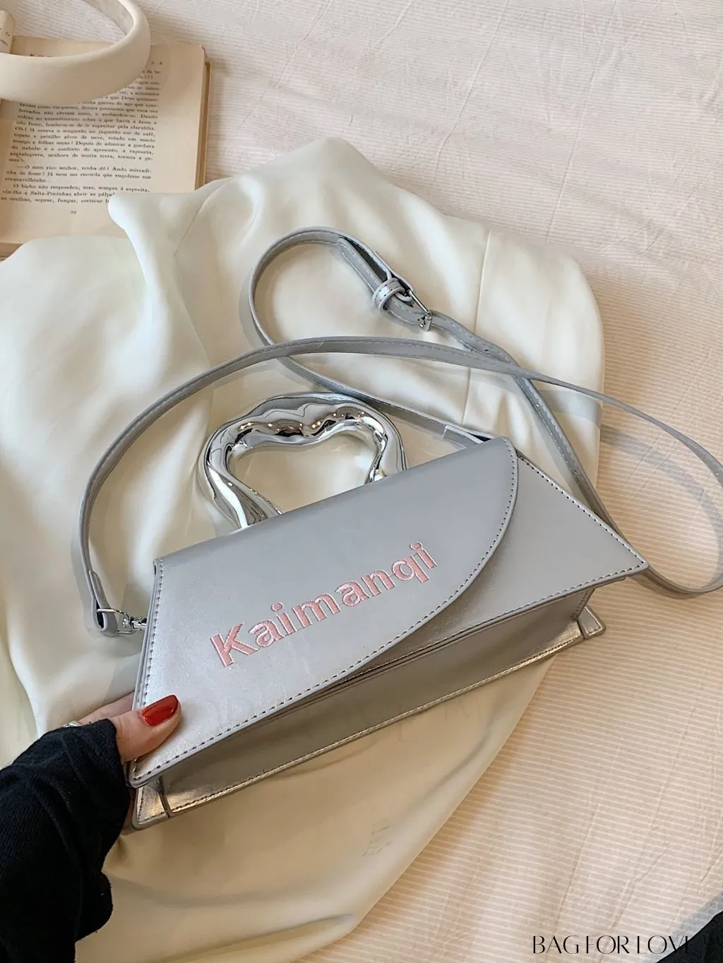 BagForLove - Elegant Metal Handled Medium Flap Baguette