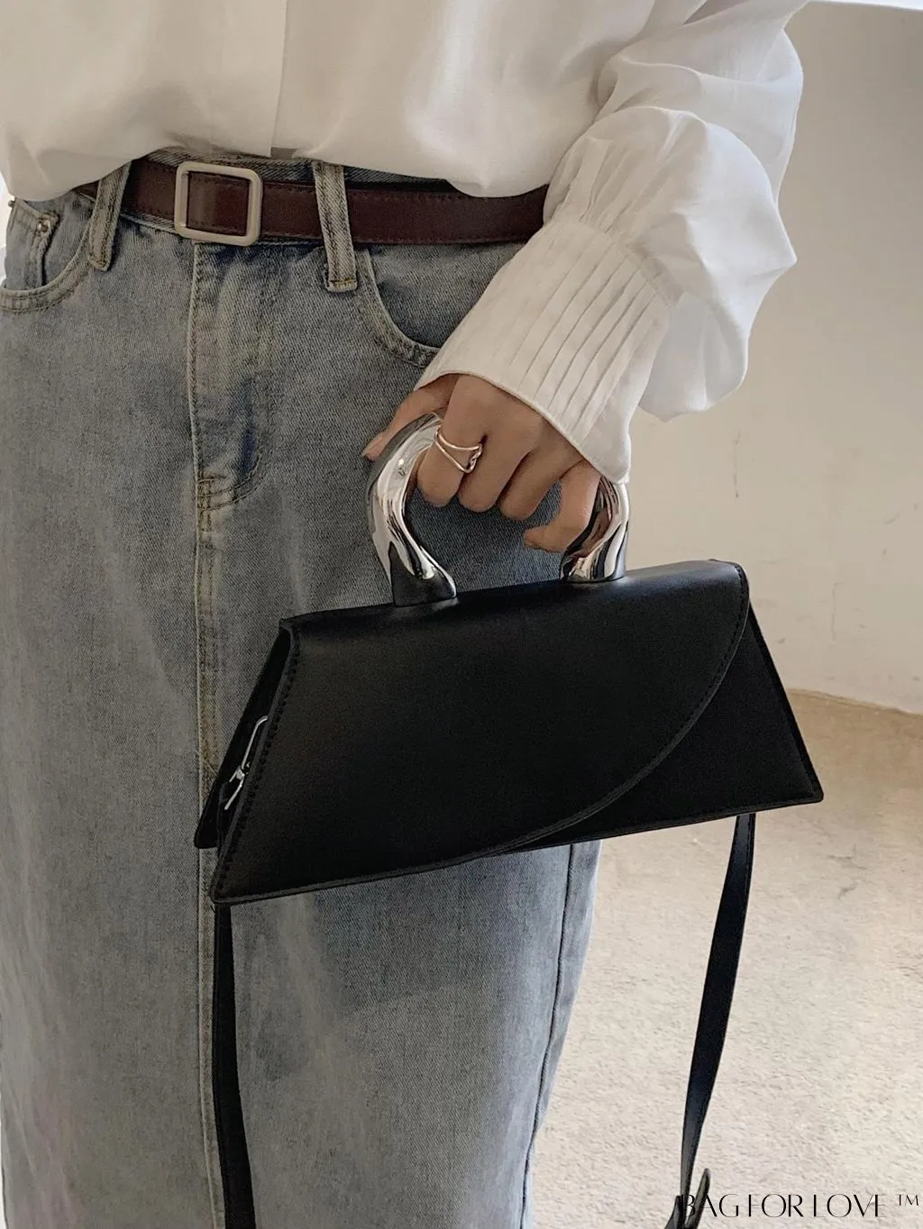 BagForLove - Elegant Metal Handled Medium Flap Baguette