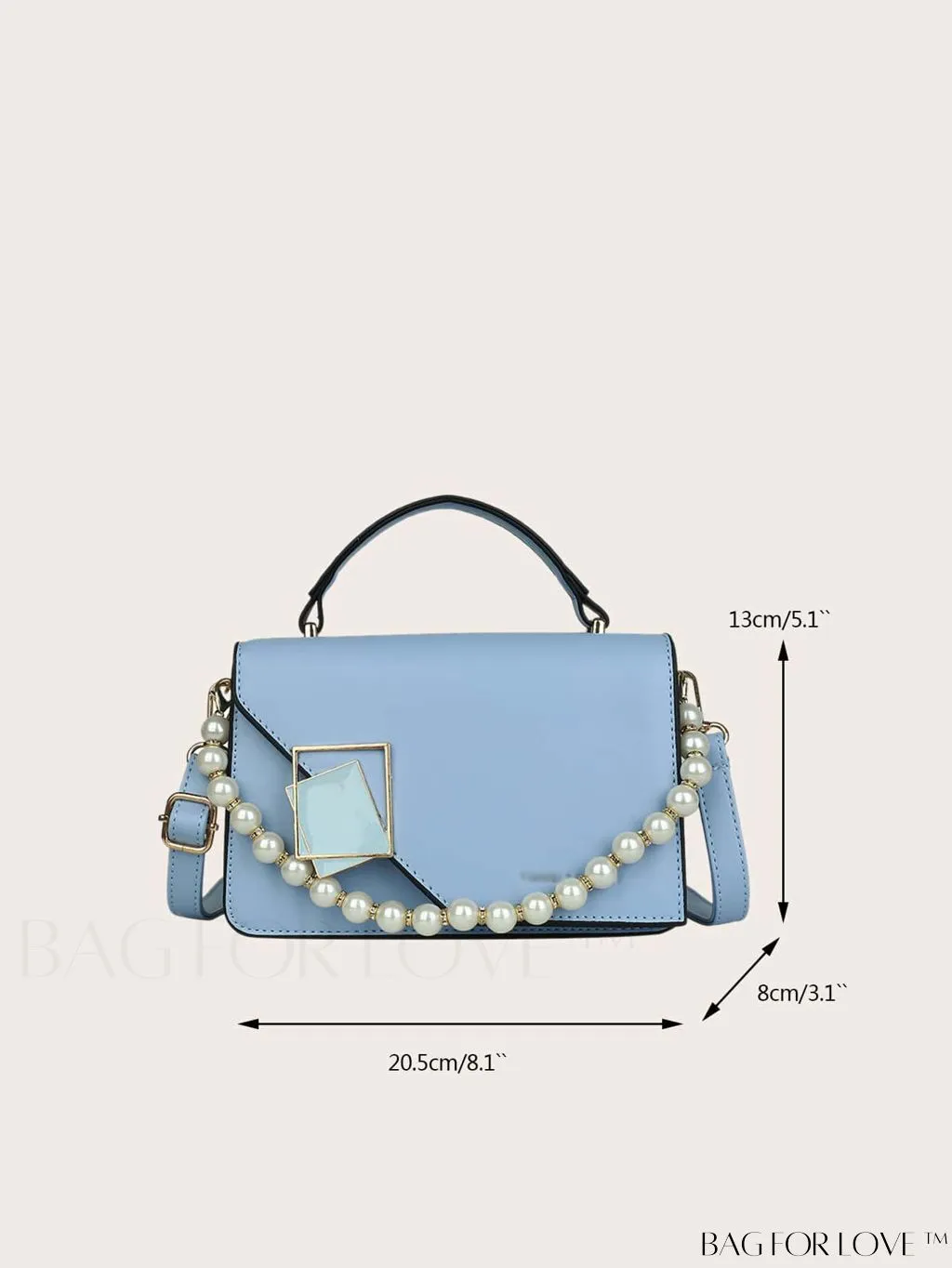 BagForLove - Letter Detail Mini Chain Flap Square Bag with Decorative Charm