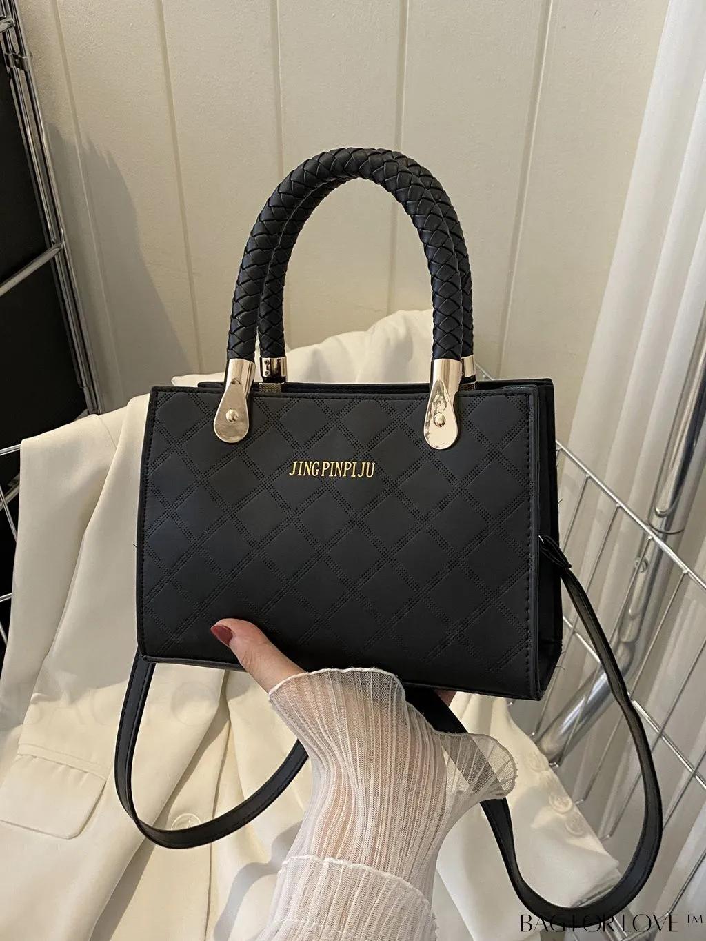 BagForLove - Modern Geometric Print Small Square Crossbody for Casual Style On-The-Go