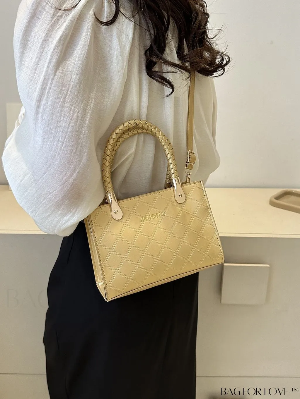 BagForLove - Modern Geometric Print Small Square Crossbody for Casual Style On-The-Go