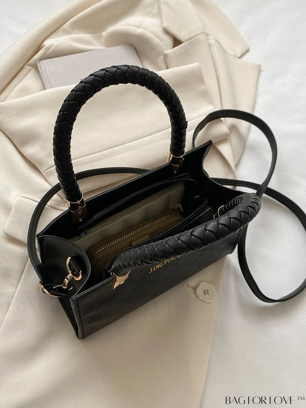 BagForLove - Modern Geometric Print Small Square Crossbody for Casual Style On-The-Go