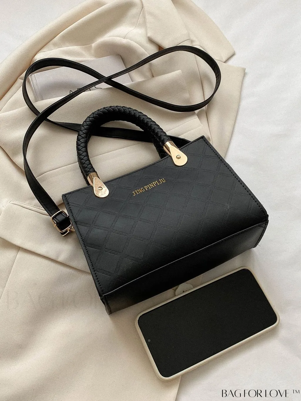 BagForLove - Modern Geometric Print Small Square Crossbody for Casual Style On-The-Go