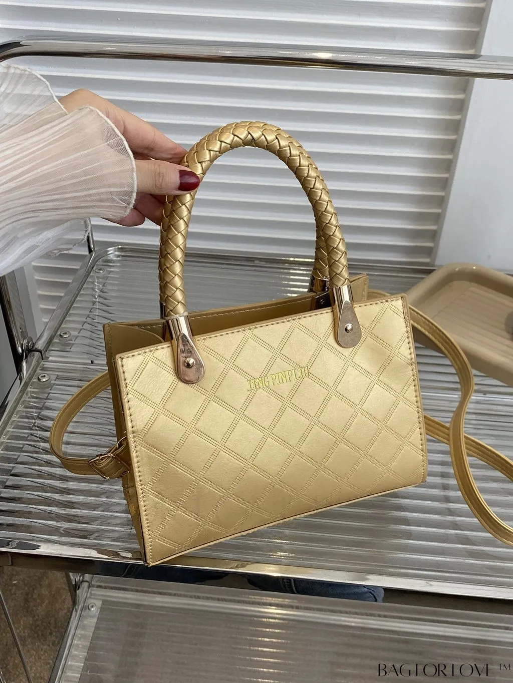 BagForLove - Modern Geometric Print Small Square Crossbody for Casual Style On-The-Go