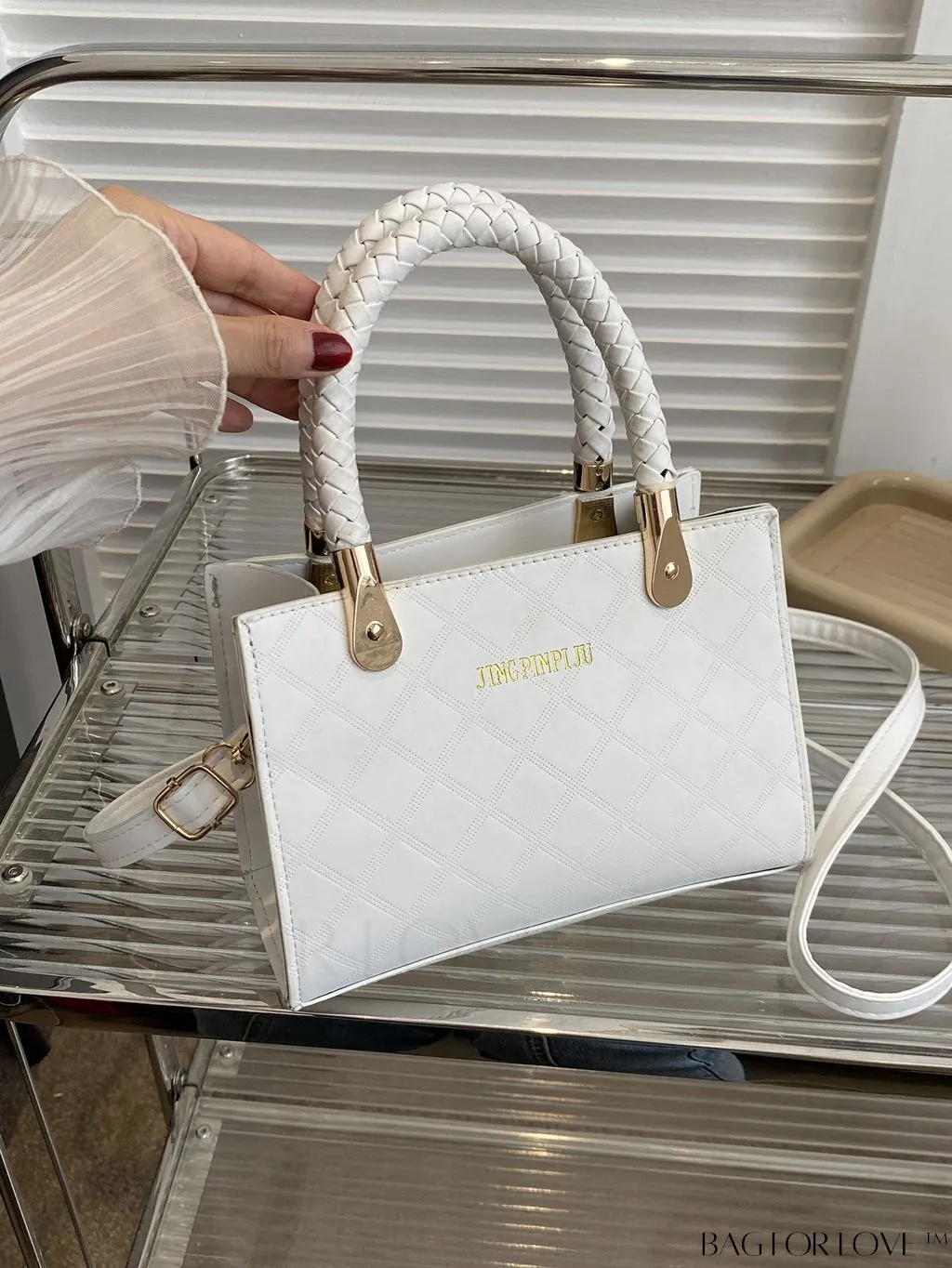 BagForLove - Modern Geometric Print Small Square Crossbody for Casual Style On-The-Go