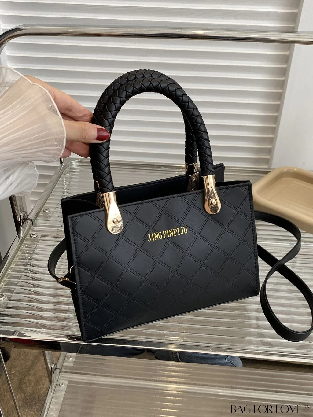 BagForLove - Modern Geometric Print Small Square Crossbody for Casual Style On-The-Go