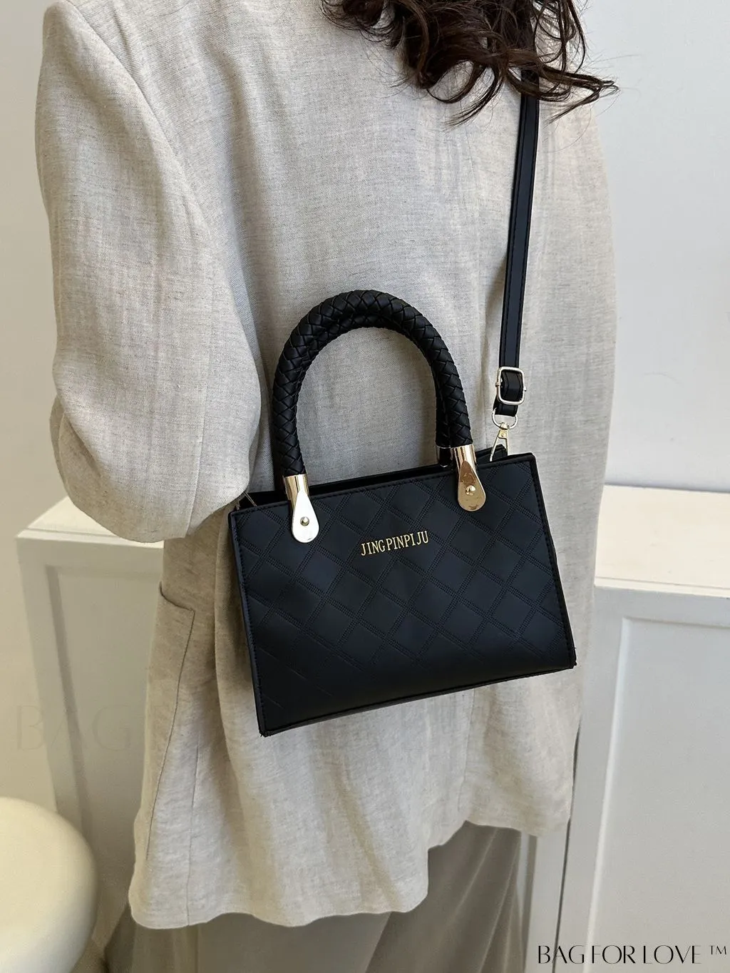 BagForLove - Modern Geometric Print Small Square Crossbody for Casual Style On-The-Go
