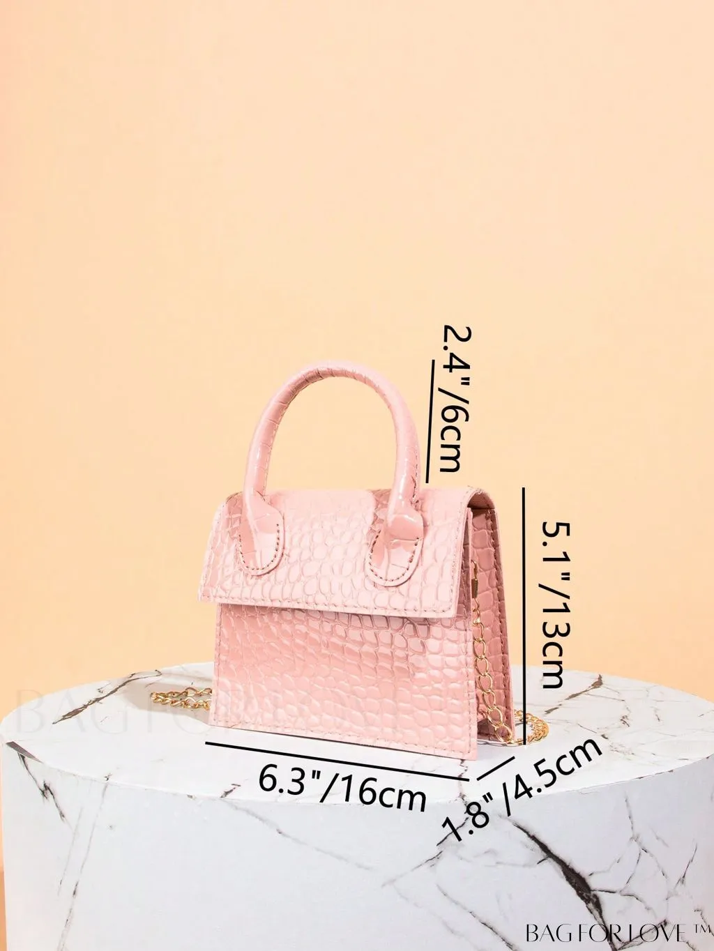BagForLove - Neon Lime Square Mini Bag with Chain Flap in PU Leather